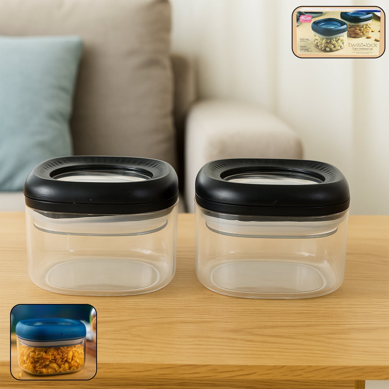 Supermom Plastic Twist & Lock Storage Container Set Supermom Plastic Twist & Lock Storage Container Set